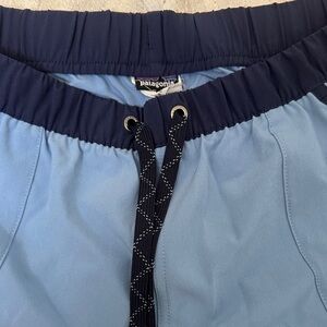 Patagonia Light Blue Swim Shorts with Navy Waist